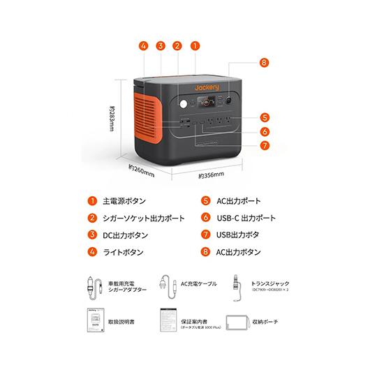 Jackery ポータブル電源 1000plus Japan JE-1000C (67-6653-60) : A1