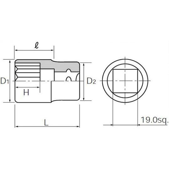 3/4"DRx57mm ソケット KTC EA618SD-57 (68-1833-34)_2