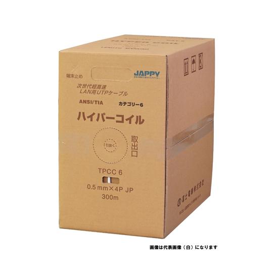 Cat.6 LANケーブル 1巻 300m入 JAPPY TPCC6 0.5mm X 4P アオ JP (68-5589-48)_1