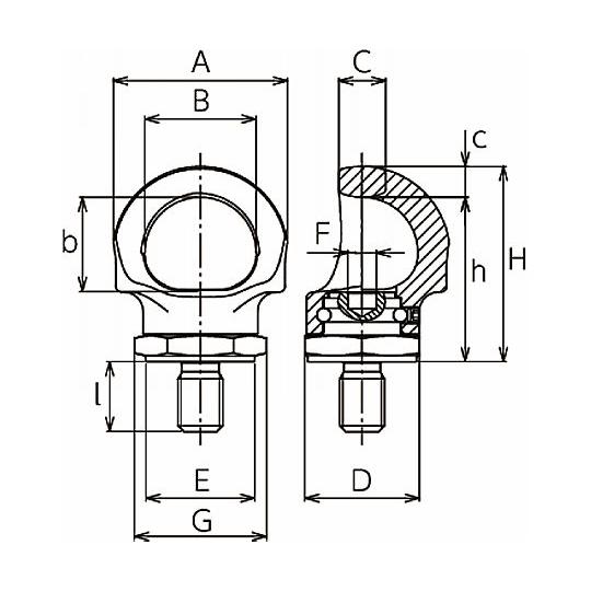 リフティングポイント アイボルト形 LPE M30 KITO LPE1J030A001-00011 (69-8833-95)_2