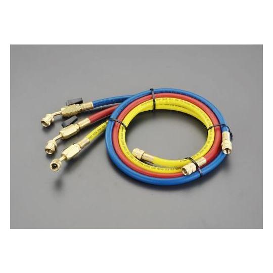100cm/R12・R22・R502 バルブ付チャージングホースセット エスコ EA104AK-20 (78-0002-21)