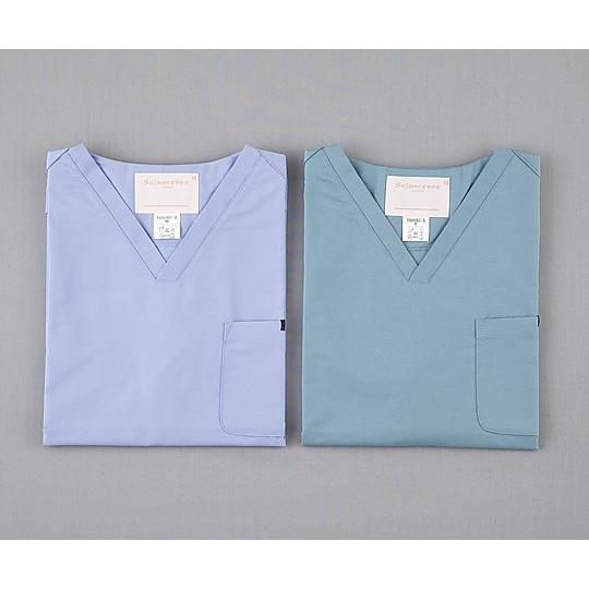 スクラブ 男女兼用／右肩ホック式 サックス／Ｌ PANTONE フォーク 7000SC L (8-4402-03)