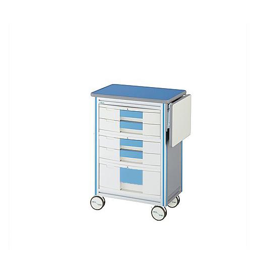 ヨーロピアンカートII 補助天板付き・回診タイプ 5段ブルー 630×400×855mm アズワン ES-B5B (8-5884-03)