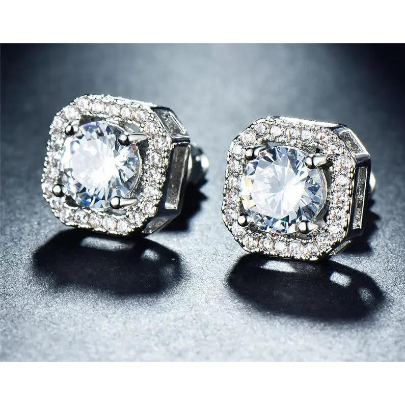 ピアス シルバー キュービックジルコニア クリスタル スタッド : A