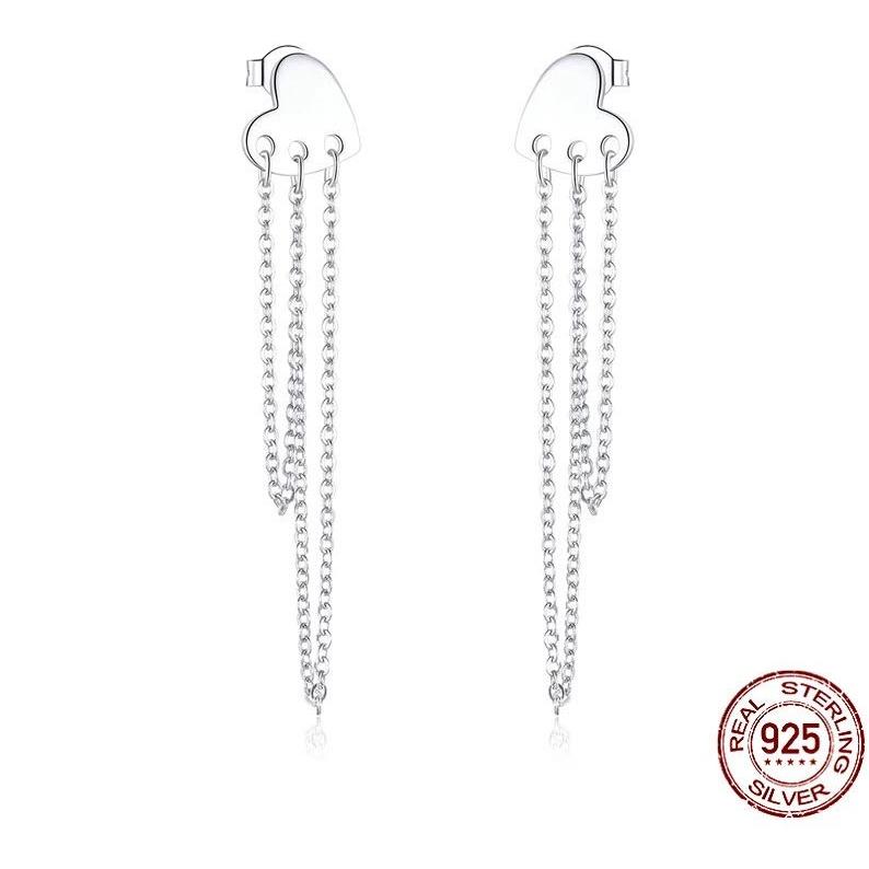 ピアス silver925 プラチナ加工 ハート チェーン ロング : A-Store