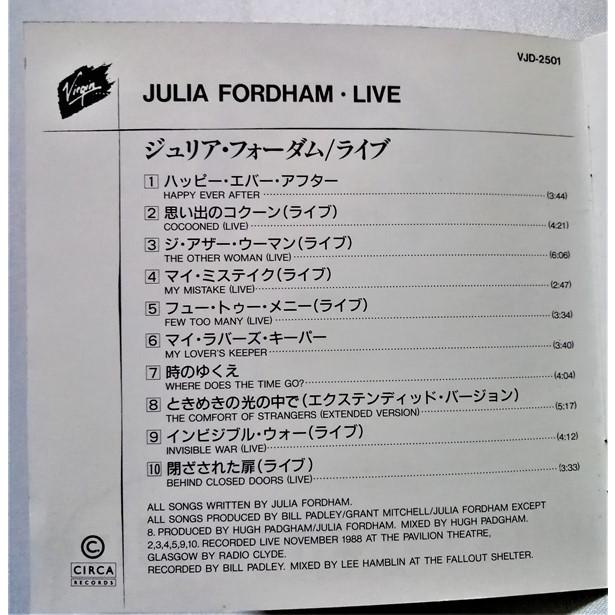 中古CD ジュリア・フォーダム(JULIA FORDHAM)『 ライブ(Live) 』品番