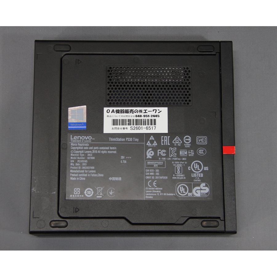 Lenovo ThinkStation P330 Tiny 2020年 NVIDIA Quadro P620 Corei7-8700T メモリ32GB SSD256GB レノボ タイニー 中古パソコン S2601-6517の画像