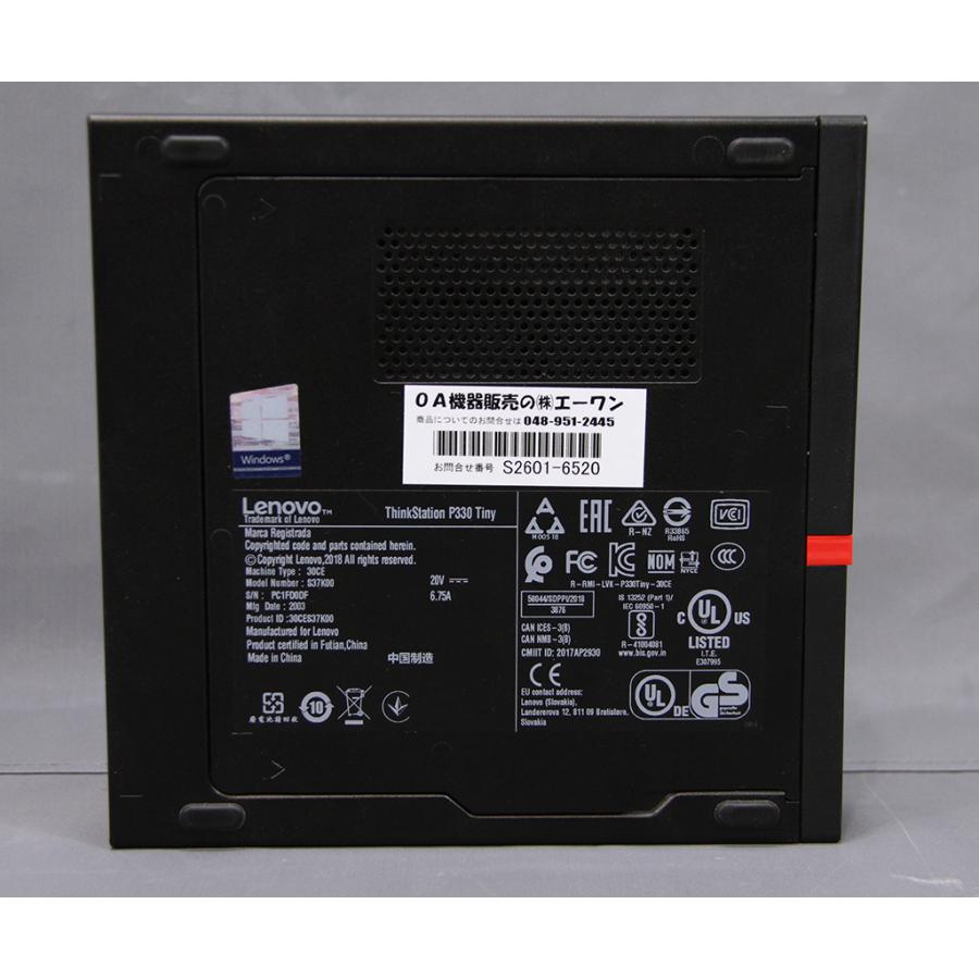 Lenovo ThinkStation P330 Tiny 2020年 NVIDIA Quadro P620 Corei7-8700T メモリ32GB SSD256GB レノボ タイニー 中古パソコン S2601-6520