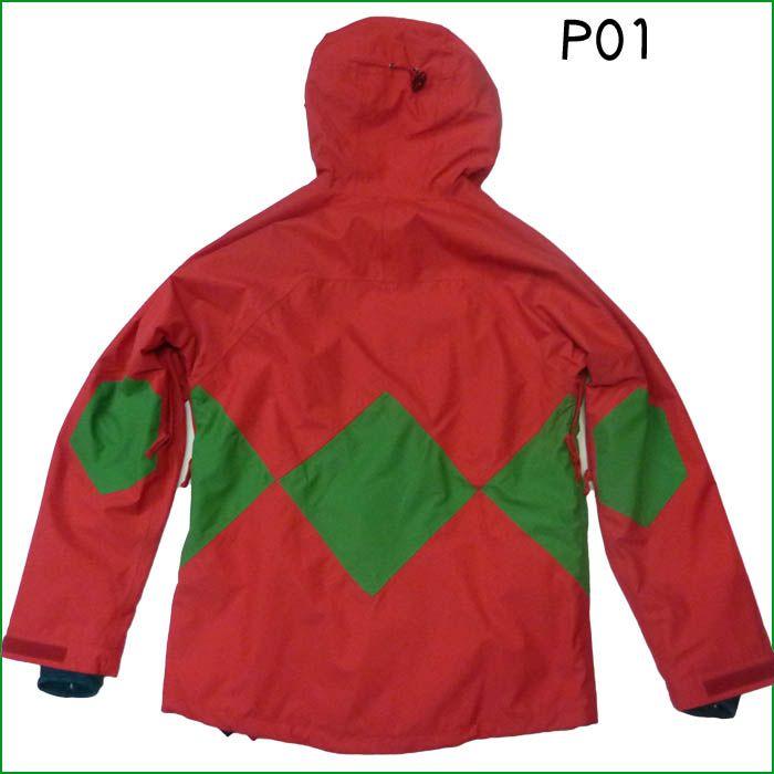 P01 スノーボード ジャケット プレイ SNOW ウエア JETTA JACKET Red Green SIZE:L 10-11モデル｜a2b-web｜02