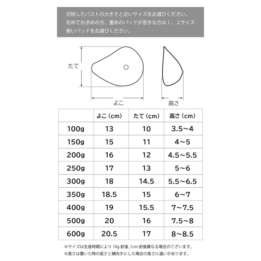 乳がんパット+専用カバー セット シリコン 全摘 乳がん用 パッド 100g~300g 右胸用 左胸用 人工乳房 (02シリーズ セット)｜a2u1988a2u｜14