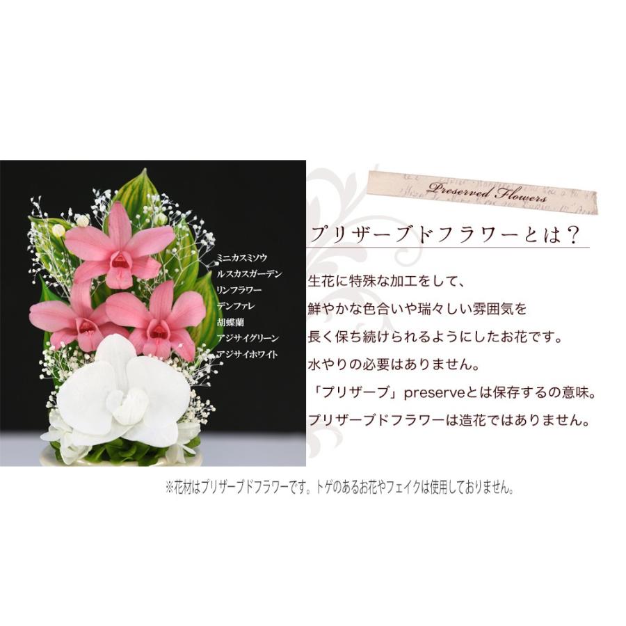 初盆 新盆 仏花プリザーブドフラワー 仏花 ブリザードフラワ- 仏花 仏壇用 お供え花 枯れないお花 プリザーブドフラワー ガラスドーム 【デンファレVase 】 | アートフォーシーズン | 13