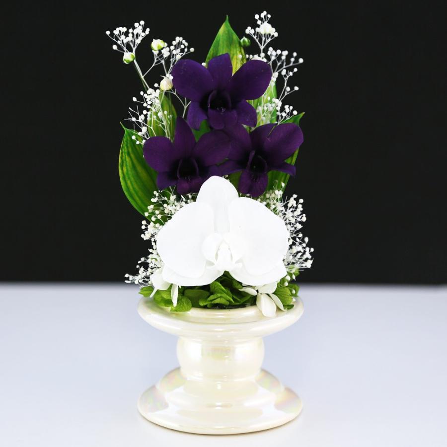 初盆 新盆 仏花プリザーブドフラワー 仏花 ブリザードフラワ- 仏花 仏壇用 お供え花 枯れないお花 プリザーブドフラワー ガラスドーム 【デンファレVase 】 | アートフォーシーズン | 16