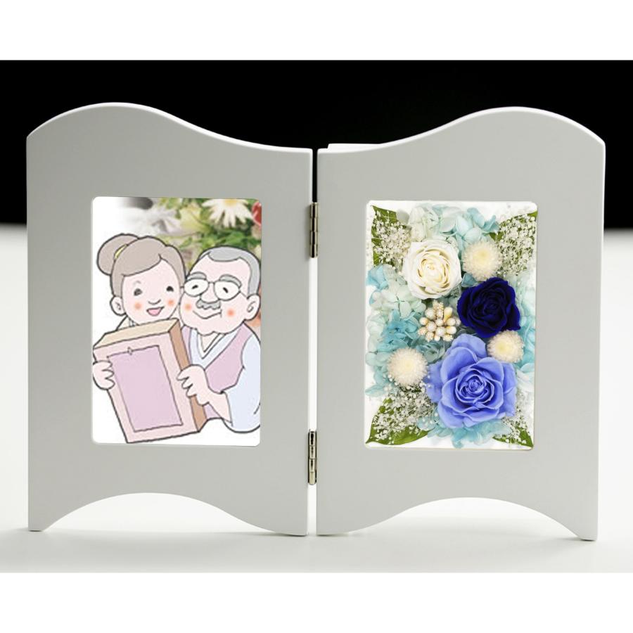 プリザーブドフラワー 仏花 フォトフレーム 写真立て 額 LED 線香立て 蝋燭立て ブリザードフラワー 仏壇用 新盆 初盆 アレンジメント【フォトフレームSET】 | アートフォーシーズン | 16