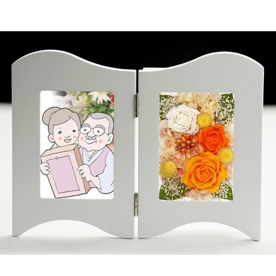 プリザーブドフラワー 仏花 フォトフレーム 写真立て 額 LED 線香立て 蝋燭立て ブリザードフラワー 仏壇用 新盆 初盆 アレンジメント【フォトフレームSET】 | アートフォーシーズン | 21