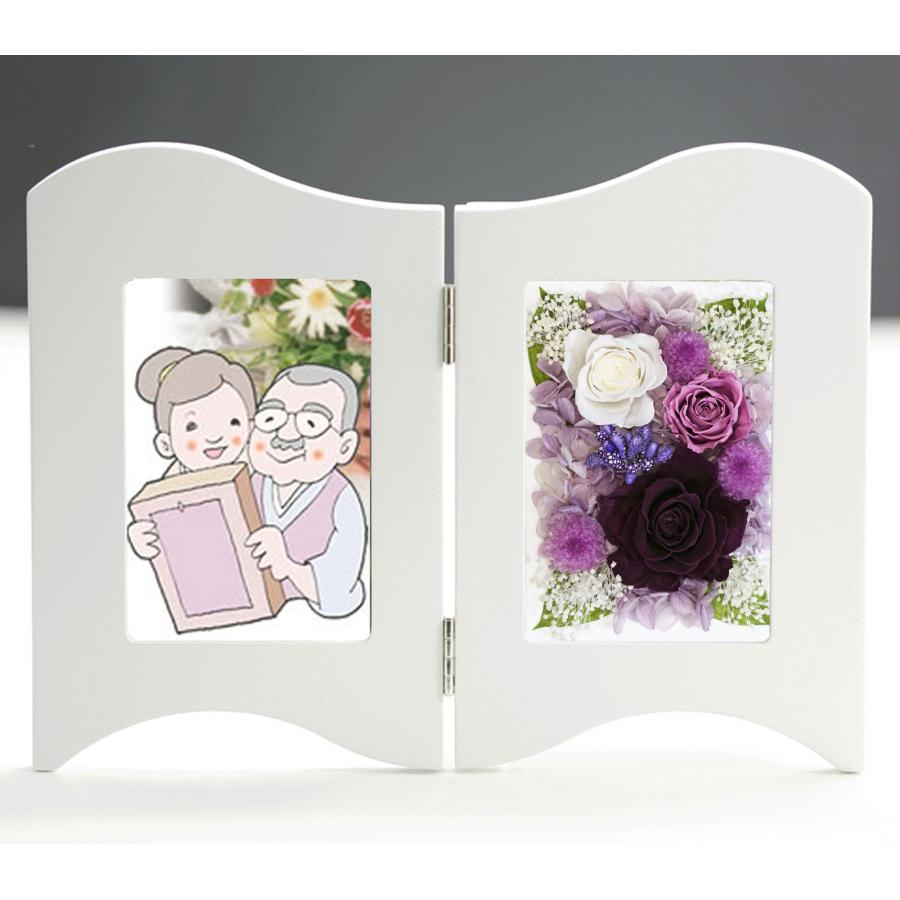 プリザーブドフラワー 仏花 フォトフレーム 写真立て 額 LED 線香立て 蝋燭立て ブリザードフラワー 仏壇用 新盆 初盆 アレンジメント【フォトフレームSET】 | アートフォーシーズン | 06