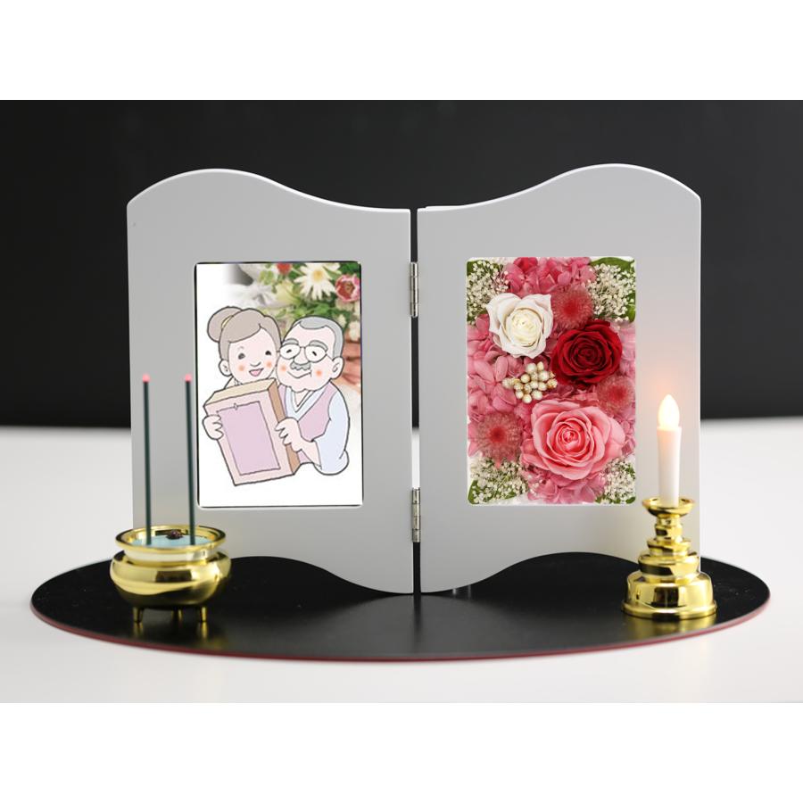 プリザーブドフラワー 仏花 フォトフレーム 写真立て 額 LED 線香立て 蝋燭立て ブリザードフラワー 仏壇用 新盆 初盆 アレンジメント【フォトフレームSET】 | アートフォーシーズン | 10