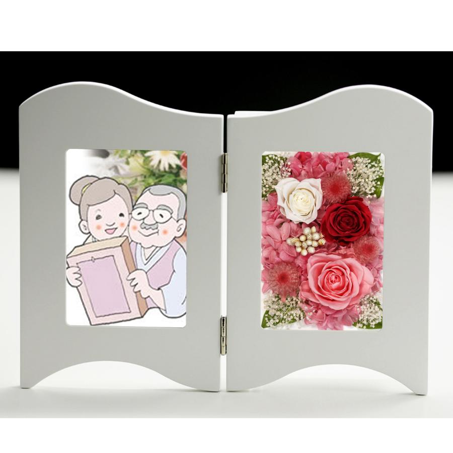 プリザーブドフラワー 仏花 フォトフレーム 写真立て 額 LED 線香立て 蝋燭立て ブリザードフラワー 仏壇用 新盆 初盆 アレンジメント【フォトフレームSET】 | アートフォーシーズン | 11