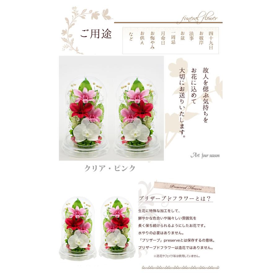 プリザーブドフラワー 仏花 ブリザードフラワ- 仏花 仏壇用 お供え1対 仏花一対 枯れないお花 プリザーブドフラワー ドーム  【対デザイン デンファレドーム 】 | アートフォーシーズン | 13