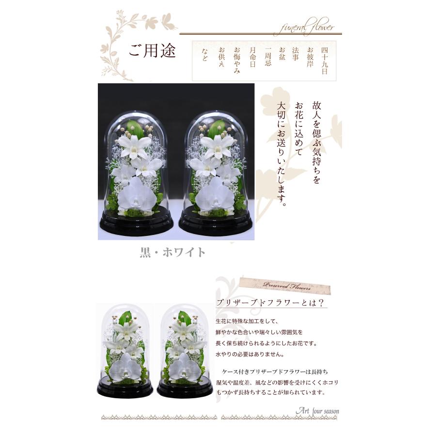 プリザーブドフラワー 仏花 ブリザードフラワ- 仏花 仏壇用 お供え1対 仏花一対 枯れないお花 プリザーブドフラワー ドーム  【対デザイン デンファレドーム 】 | アートフォーシーズン | 01