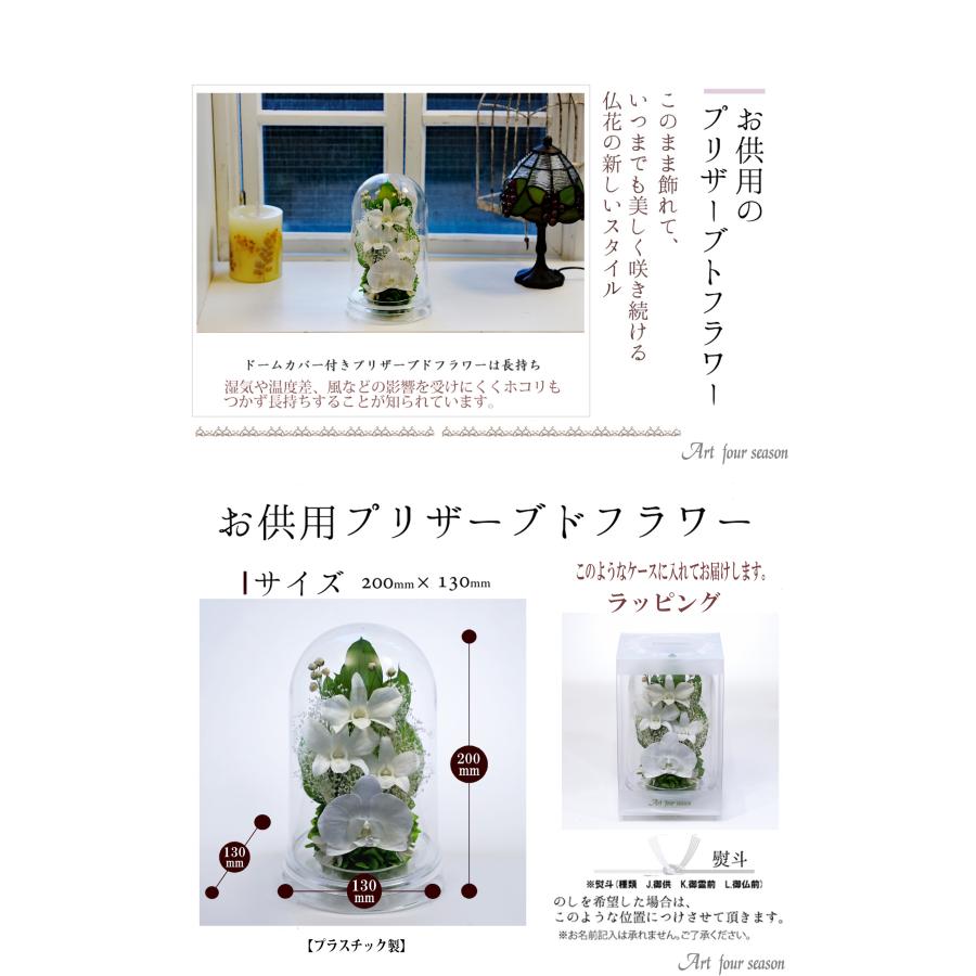 プリザーブドフラワー 仏花 ブリザードフラワ- 仏花 仏壇用 お供え花 枯れないお花 プリザーブドフラワー 仏花 ガラスドーム 供花【デンファレドーム】 | アートフォーシーズン | 11