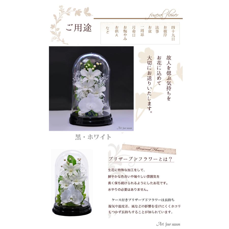 プリザーブドフラワー 仏花 ブリザードフラワ- 仏花 仏壇用 お供え花 枯れないお花 プリザーブドフラワー 仏花 ガラスドーム 供花【デンファレドーム】 | アートフォーシーズン | 01