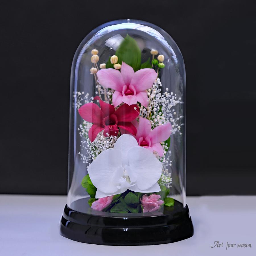 プリザーブドフラワー 仏花 ブリザードフラワ- 仏花 仏壇用 お供え花 枯れないお花 プリザーブドフラワー 仏花 ガラスドーム 供花【デンファレドーム】 | アートフォーシーズン | 04