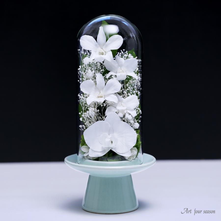 プリザーブドフラワー 仏花 ガラス お供え花 ブリザードフラワー 花 法事 アレンジメント フラワーギフト 新盆 初盆 アートフォーシーズン【胡蝶蘭Glass】 | アートフォーシーズン | 15