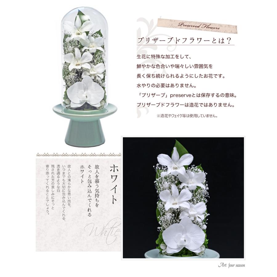 プリザーブドフラワー 仏花 ガラス お供え花 ブリザードフラワー 花 法事 アレンジメント フラワーギフト 新盆 初盆 アートフォーシーズン【胡蝶蘭Glass】 | アートフォーシーズン | 16