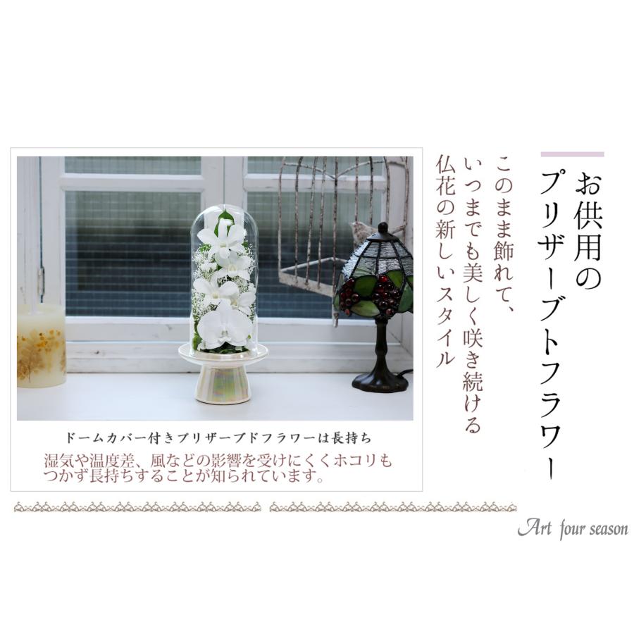 プリザーブドフラワー 仏花 ガラス お供え花 ブリザードフラワー 花 法事 アレンジメント フラワーギフト 新盆 初盆 アートフォーシーズン【胡蝶蘭Glass】 | アートフォーシーズン | 08