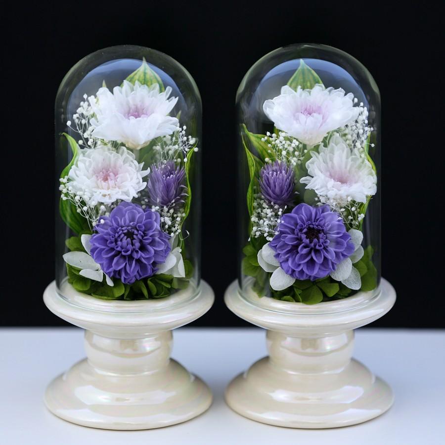 仏花 プリザーブドフラワー お供え 1対 ミニ仏壇用 ブリザードフラワー 法事 御供 新盆 初盆 アートフォーシーズン【対デザイン Miniお供え花Glass】 | アートフォーシーズン | 09