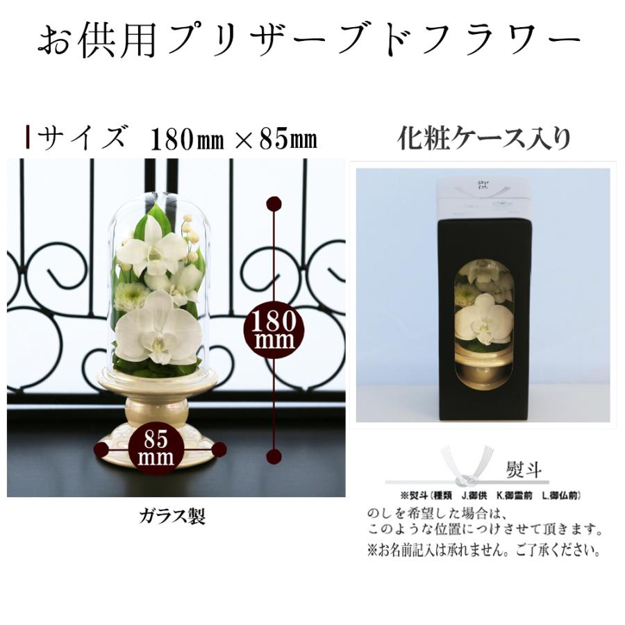 仏花 プリザーブドフラワー お供え 1対 仏壇用  御供 プリザーブドフラワー 白 花 新盆 初盆 アートフォーシーズン 【対デザイン Mini胡蝶蘭glass】 | アートフォーシーズン | 11