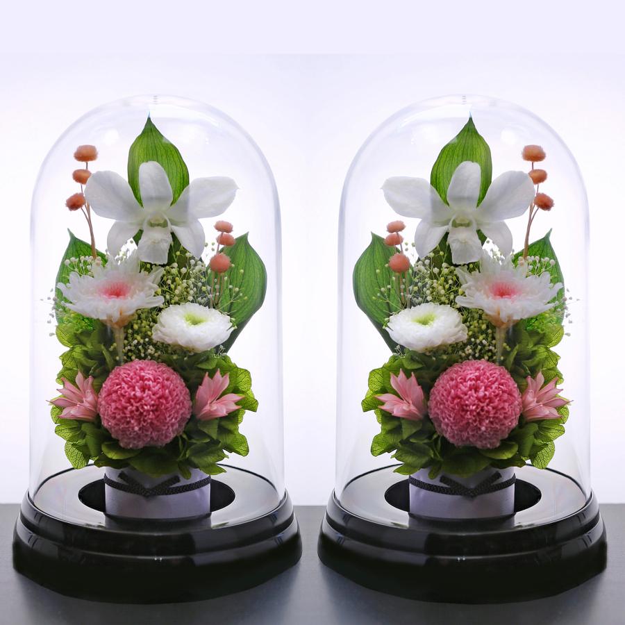 プリザーブドフラワー 仏花 ブリザードフラワ- 仏花 仏壇用 お供え1対 仏花一対 枯れないお花 プリザーブドフラワー ドーム 供花 【対デザイン マムドーム】 | アートフォーシーズン | 22