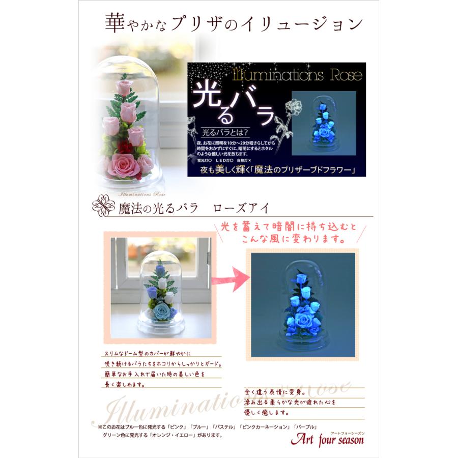 記念日 プリザーブドフラワー 誕生日プレゼント 花 ギフト 光るバラ 結婚記念日 女性  還暦 退職 フラワーギフト 母の日 ホワイトデー 【光ローズアイ】 | アートフォーシーズン | 03