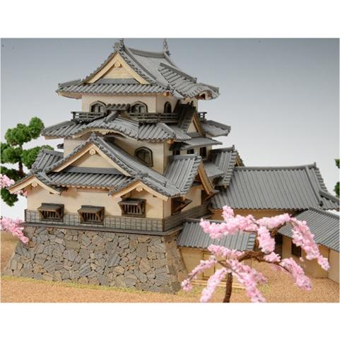 ウッディジョー/木製建築模型 1/150 彦根城+ジオラマ・塗料セット