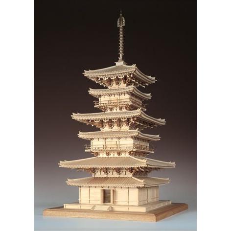 完成品＜白木仕様＞ 木製建築模型 薬師寺・東塔（1 75）