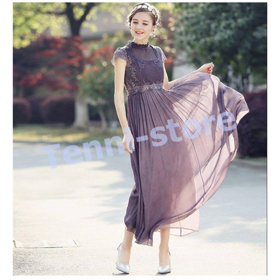 韓国 レース シフォン シースルー ワンピース ドレス 結婚式 韓国 ファッション パーティードレス 結婚式 お呼ばれドレス