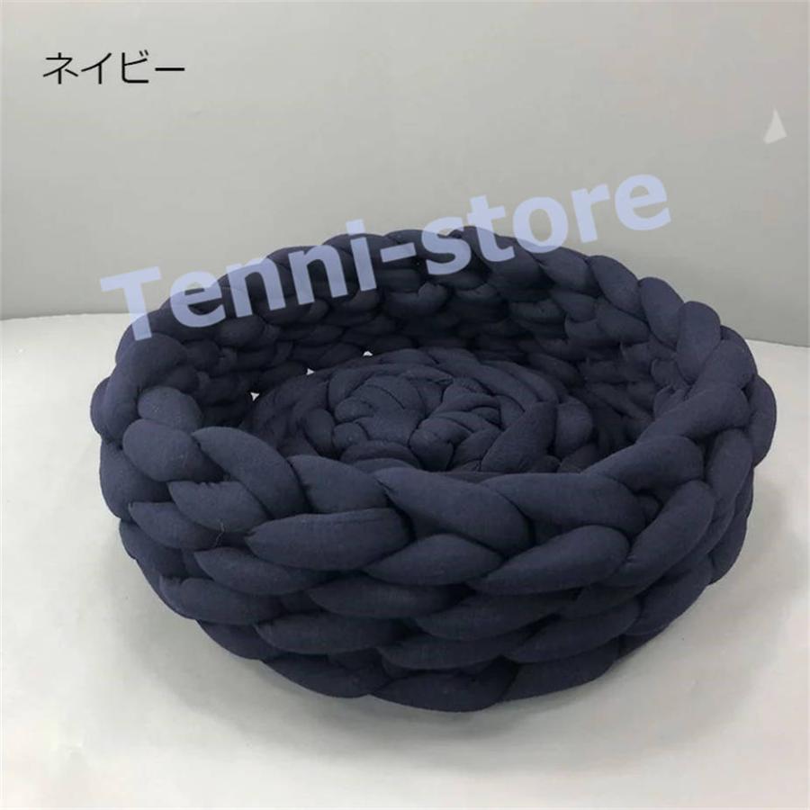 チャンキーニット 毛糸 編み物 寝具 ひざ掛け 直径約40cm ペットベッド チャンキーニット 編み 犬 ベッド 小型 中型犬用 猫用ベッド｜aa-store｜05