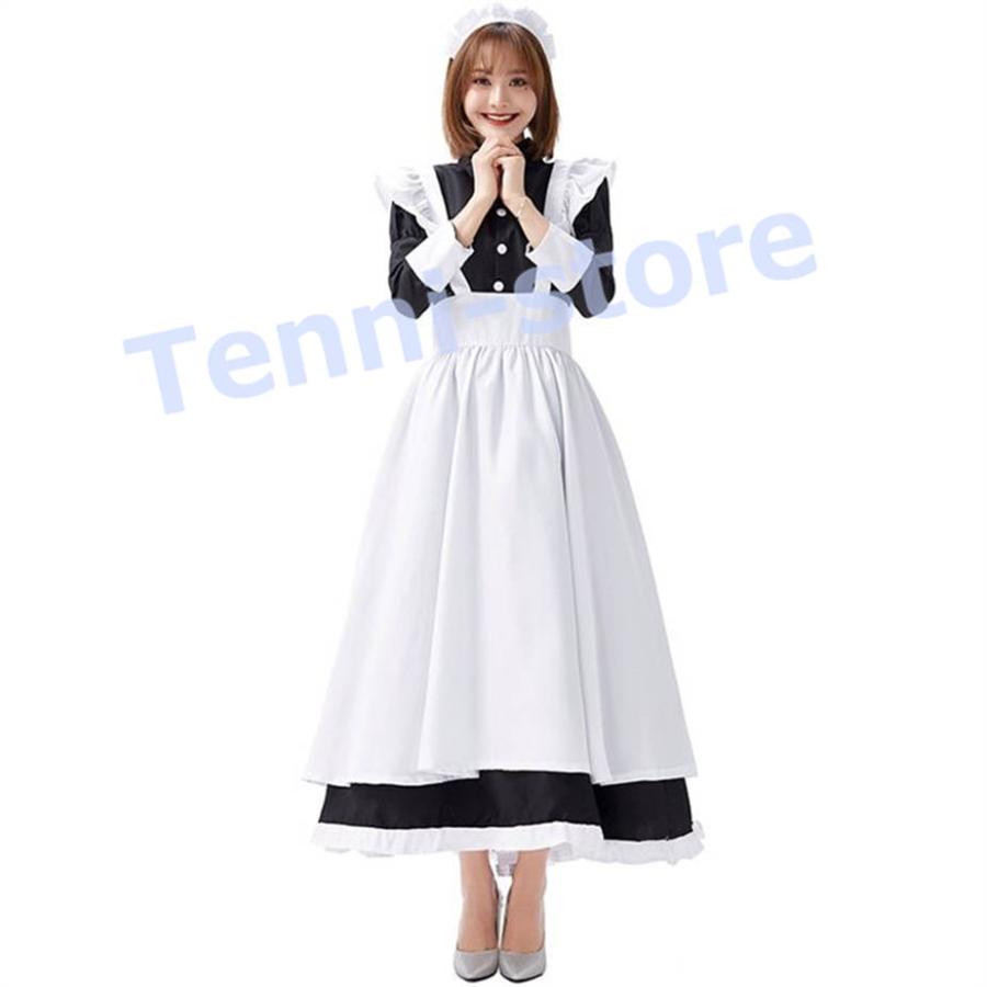 クラシカル ロング メイド ロングドレス ロング丈 メイド服 maid ウェイトレス エプロン カチューシャ ロング 制服 メイド｜aa-store｜09