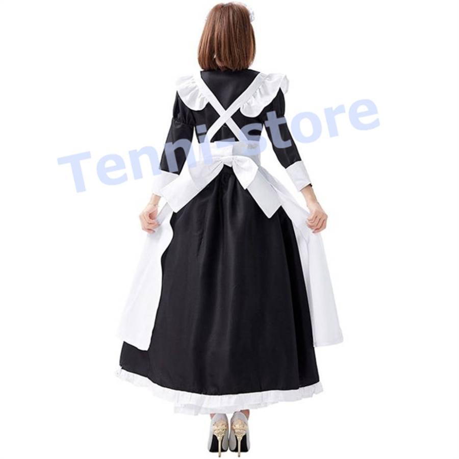 クラシカル ロング メイド ロングドレス ロング丈 メイド服 maid ウェイトレス エプロン カチューシャ ロング 制服 メイド｜aa-store｜10