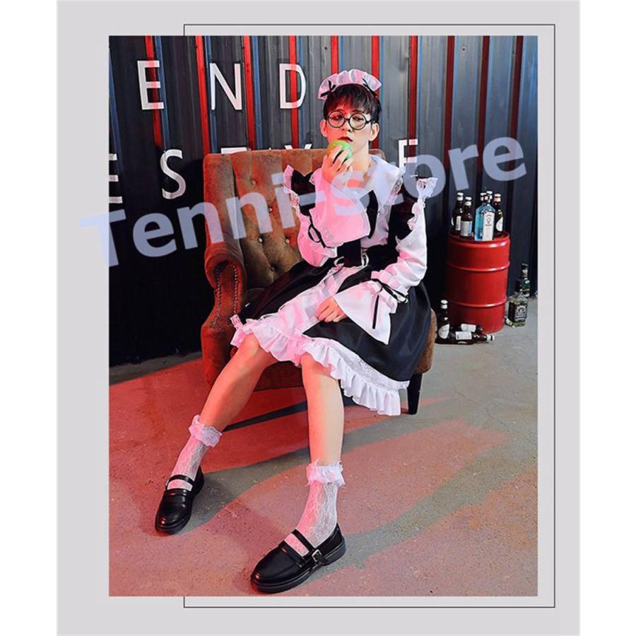 クラシカル ロング メイド 男の子用 ロングドレス ロング丈 メイド服 maid ウェイトレス エプロン カチューシャ ロング 制服 メイド｜aa-store｜02