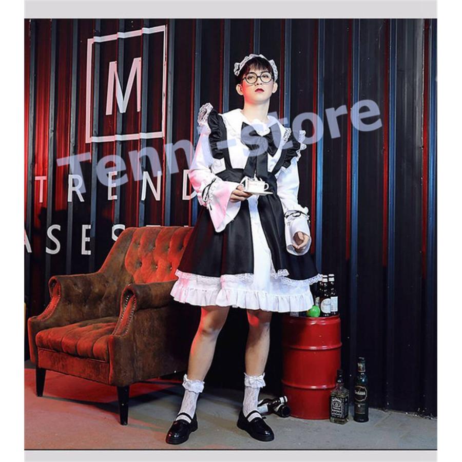 クラシカル ロング メイド 男の子用 ロングドレス ロング丈 メイド服 maid ウェイトレス エプロン カチューシャ ロング 制服 メイド｜aa-store｜06