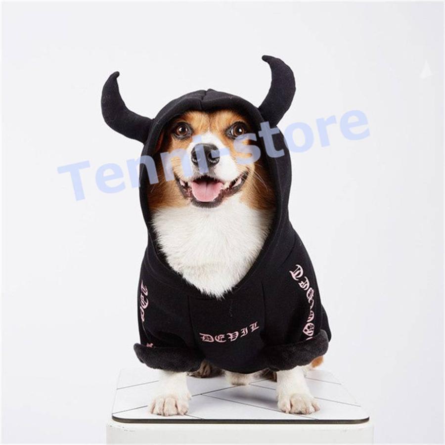 犬 フレンチブルドッグ フレブル 服 裏起毛 パーカー 秋 冬 ハロウィン コスプレ Tシャツ 暖かい 悪魔 デビル コーギー ブルドッグ 中型犬｜aa-store｜11