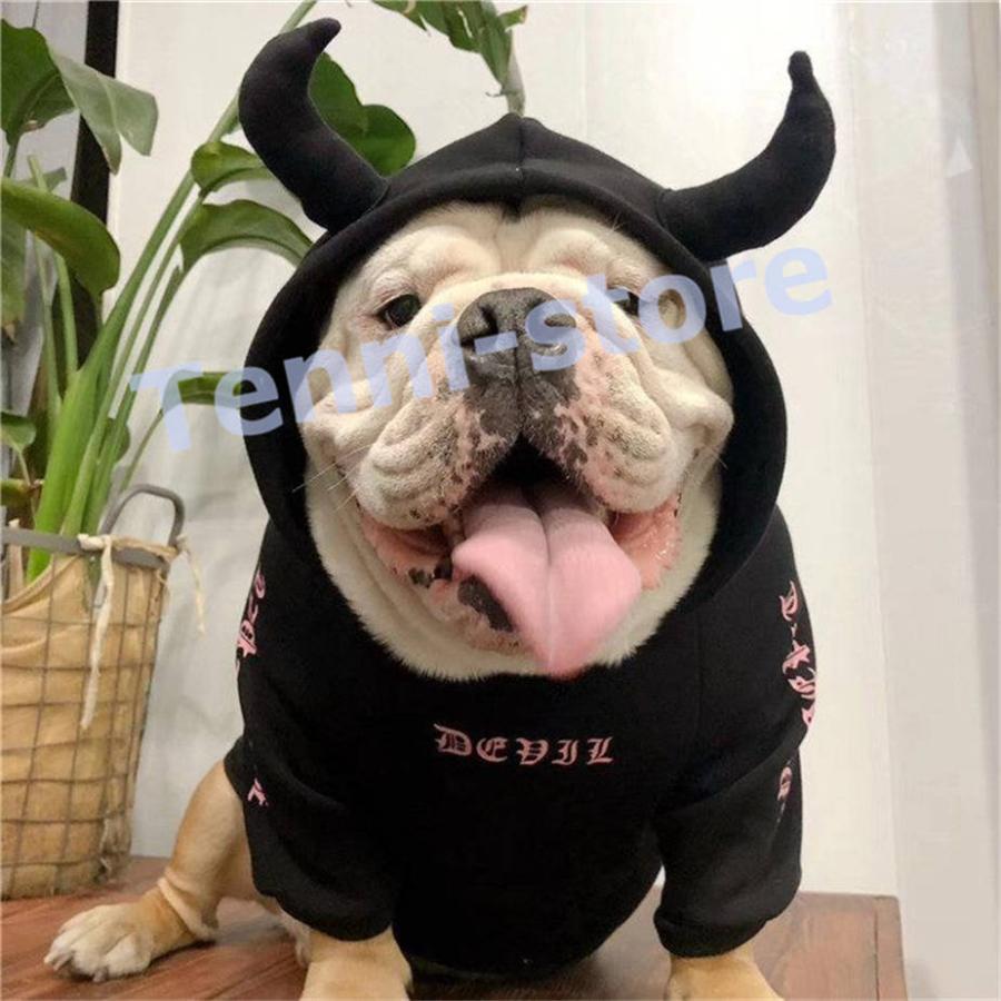 犬 フレンチブルドッグ フレブル 服 裏起毛 パーカー 秋 冬 ハロウィン コスプレ Tシャツ 暖かい 悪魔 デビル コーギー ブルドッグ 中型犬｜aa-store｜17