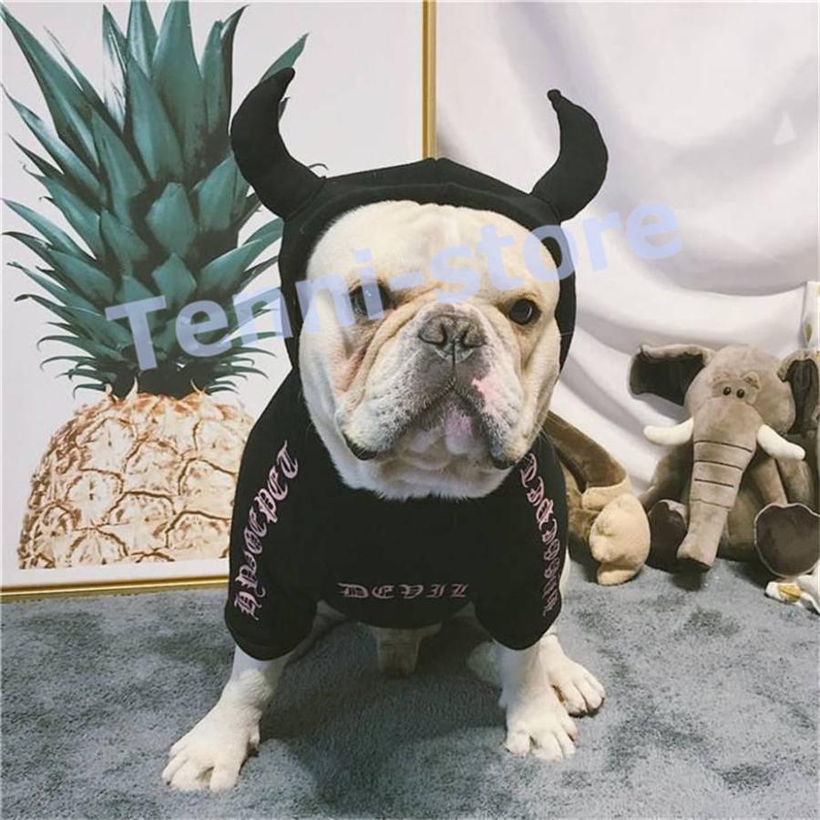 犬 フレンチブルドッグ フレブル 服 裏起毛 パーカー 秋 冬 ハロウィン コスプレ Tシャツ 暖かい 悪魔 デビル コーギー ブルドッグ 中型犬｜aa-store｜10