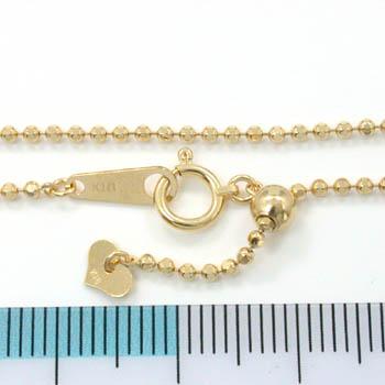 1.5ミリ幅 カットボールチェーン 45センチ18金ゴールド、又はK18WG カットボールチェーン(幅1.5mm45cm/長さ調整可能)送料無料の画像