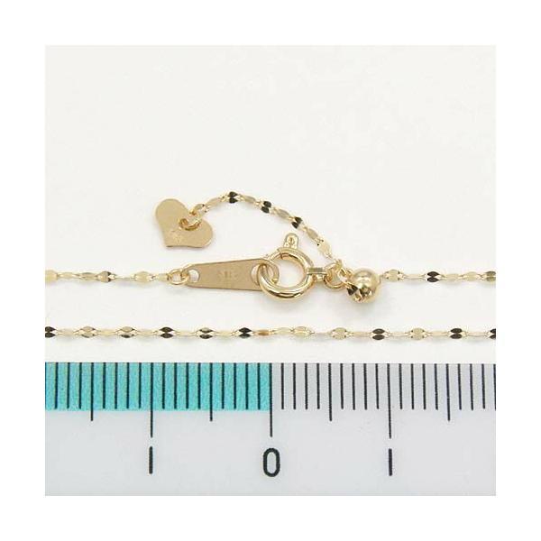 18金ピンクゴールド ペタルチェーン ネックレス(幅1ｍｍ・長さ45ｃｍ/長さ調節可能・ハートパーツ)送料無料の画像