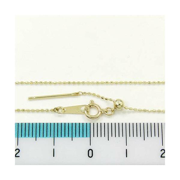 18金ゴールド　長さ50センチ スライドピンカットボールチェーン ネックレス(幅0.8mm・長さ50cm/長さ調整・抜き差し可能)送料無料の画像