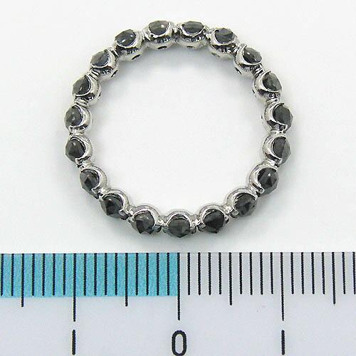 プラチナ(Pt900)　ブラックダイヤモンド(ローズカット)フルエタニティ　リング送料無料　即納品(4日前後発送可能)の画像