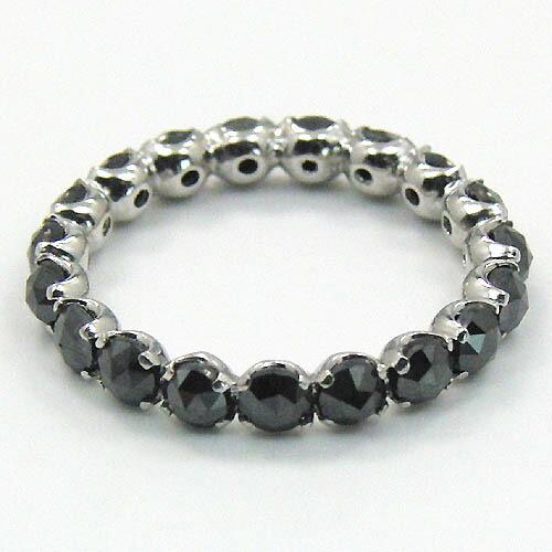 プラチナ(Pt900)　ブラックダイヤモンド(ローズカット)フルエタニティ　リング送料無料　即納品(4日前後発送可能)