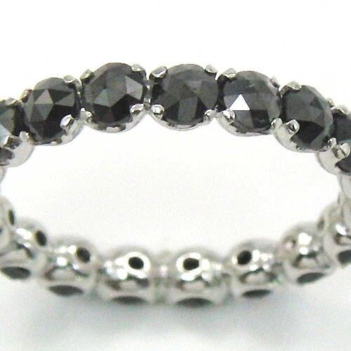 プラチナ(Pt900)　ブラックダイヤモンド(ローズカット)フルエタニティ　リング送料無料　即納品(4日前後発送可能)